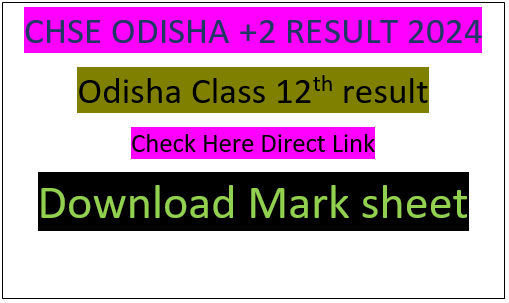 CHSE Odisha Class 12th Board Result 2024